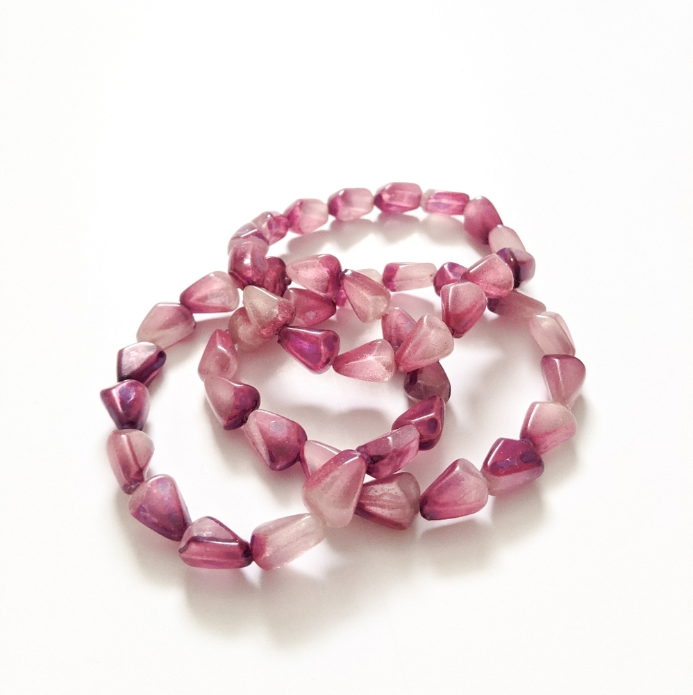 Chunky Purple Stackable Bracelet Trio Set